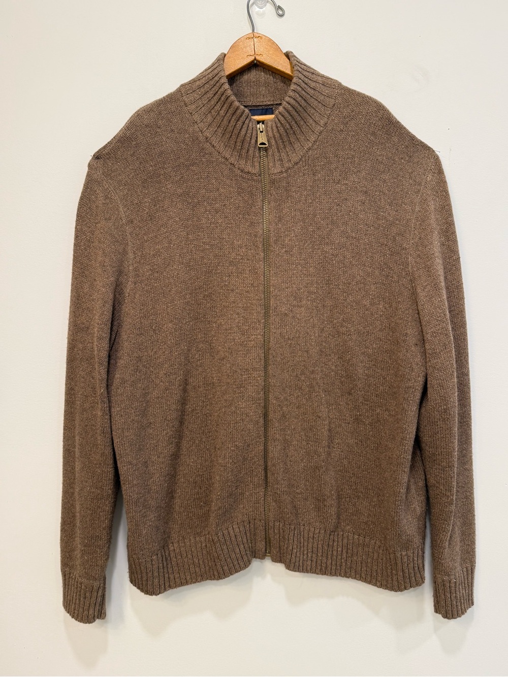 Men's XXL Gap Full-Zip Brown Cotton-Wool Blend Sweater from Holiday 2007 EUC